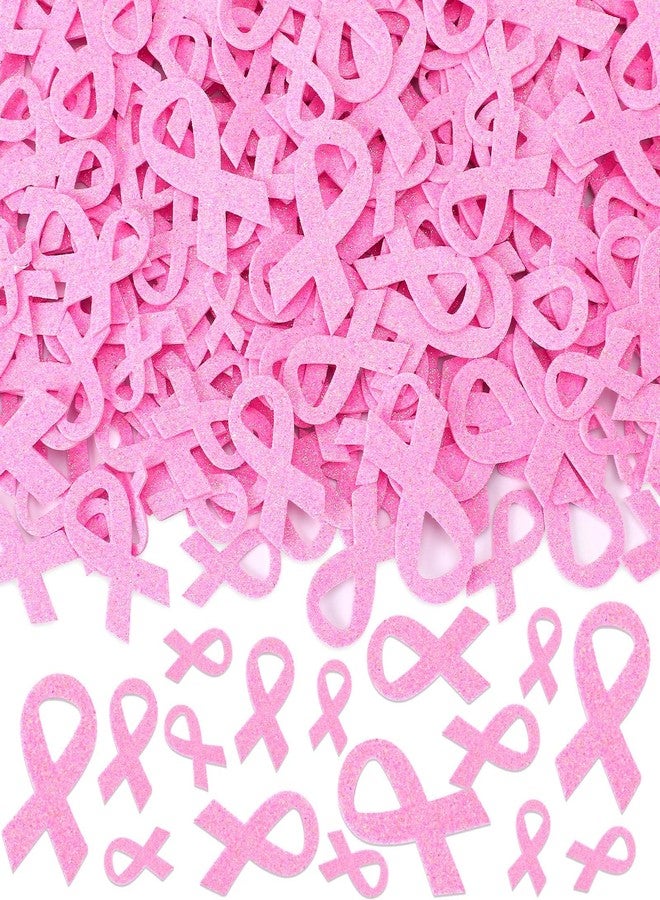 JULBEAR Breast Cancer Awareness Foam Sticker, 300Pcs Pink Ribbon Glitter Self-Adhesive Foam Stickers for Women Breast Cancer Awareness Accessories Party Supplies - Image 1